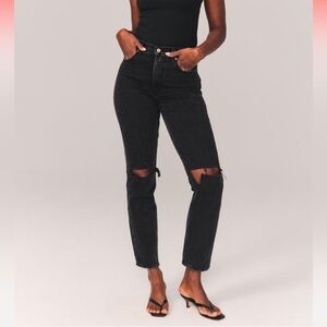 NWT The 90s Straight Ultra High Rise 37/24W Abercrombie & Fitch Black Jeans